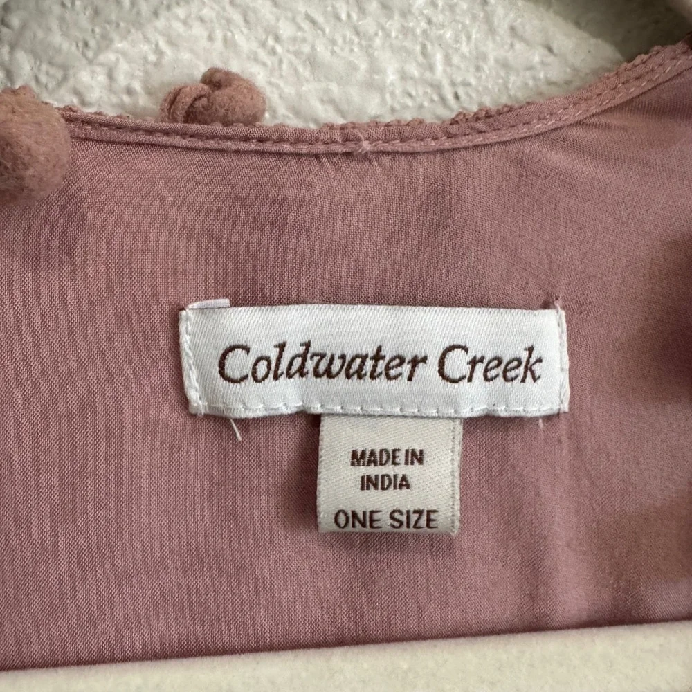 Coldwater Creek Womens Embroidered Mandala Pom Pom Kimono Wrap Cardigan One Size